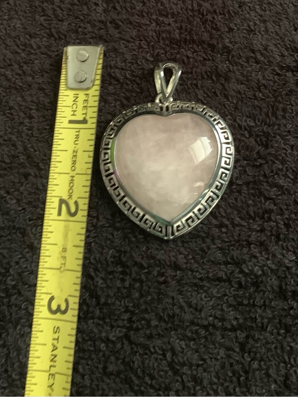 Sterling Sliver Heart-Shaped Rose Quartz Pendant - Picture 6 of 6